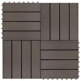 11 Pcs Decking Tiles WPC 30x30cm 1 sqm Dark Brown