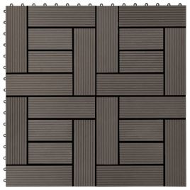 11 Pcs Decking Tiles WPC 30x30cm 1 sqm Dark Brown