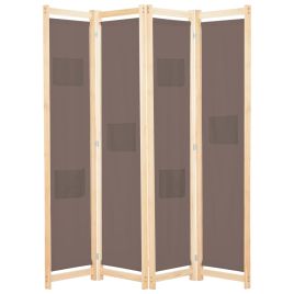 4-Panel Room Divider Brown 160x170x4 cm Fabric
