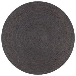Handmade Rug Jute Round 120 cm Dark Grey