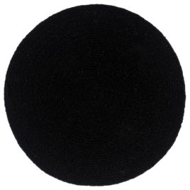 Placemats 4 pcs Plain Black 38 cm Round Cotton