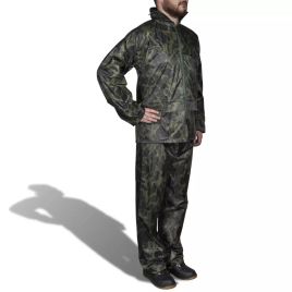 Men's Camo Print 2-Piece Rain Suit with Hood XXL