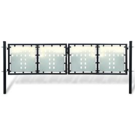 Black Double Door Fence Gate 300 x 125 cm