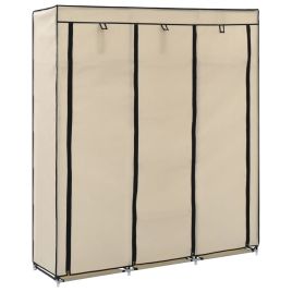 Wardrobe with Compartments and Rods Cream 150x45x175cm Fabric