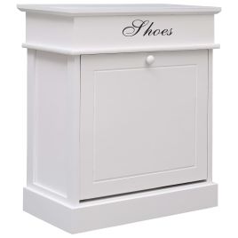 Shoe Cabinet White 50x28x58 cm Paulownia Wood