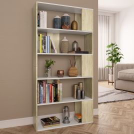 Book Cabinet/Room Divider White and Sonoma Oak 80x24x159 cm Chipboard