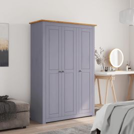 Wardrobe - NINA 3 Door Wardrobe Grey and Natural 118cm