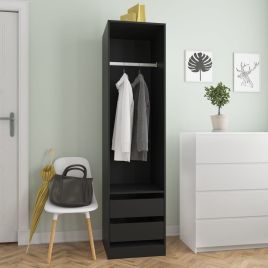 Wardrobe with Drawers Black 50x50x200cm Engineered Wood