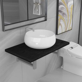 Two Piece Bathroom Furniture Set Ceramic Black