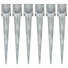 Ground Spikes 6 Pcs Silver 14x14x91cm Galvanised Steel