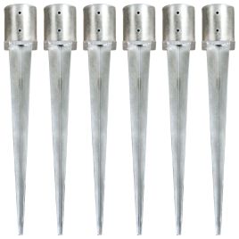 Ground Spikes 6 pcs Silver 12x91 cm Galvanised Steel