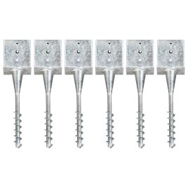 Ground Spikes 6 pcs Silver 14x14x58 cm Galvanised Steel