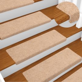 Stair Mats 15 Pcs Needle Punch 65x21x4cm Brown