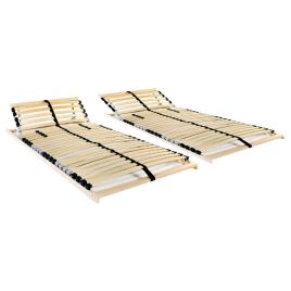 Slatted Bed Bases 2 pcs with 28 Slats 7 Zones 80x200 cm