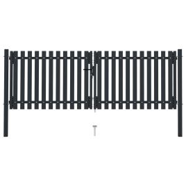 Double Door Fence Gate Steel 306x150 cm Anthracite
