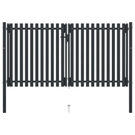 Double Door Fence Gate Steel 306x200 cm Anthracite