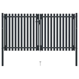 Double Door Fence Gate Steel 306x220 cm Anthracite