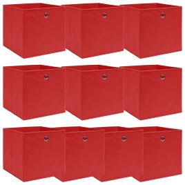 Storage Boxes 10 pcs Red 32x32x32 cm Fabric
