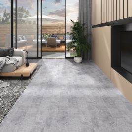 Non Self-adhesive PVC Flooring Planks 5.26 sqm 2mm Cement Grey