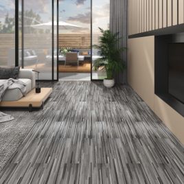 Non Self-adhesive PVC Flooring Planks 5.26 sqm 2mm Striped Grey