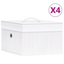 Bamboo Storage Boxes 4 pcs White