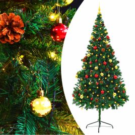 SLEEVY Artificial Pre-lit Christmas Tree with Baubles Green 210 cm