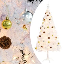 SLEEVY Artificial Pre-lit Christmas Tree with Baubles White 180 cm