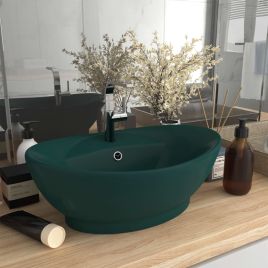 Luxury Basin Overflow Oval Matt Dark Green 58.5x39 cm Ceramic