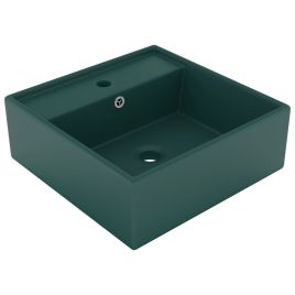 Luxury Basin Overflow Square Matt Dark Green 41x41 cm Ceramic