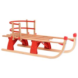 Folding Snow Sledge with Backrest 119 cm Wood