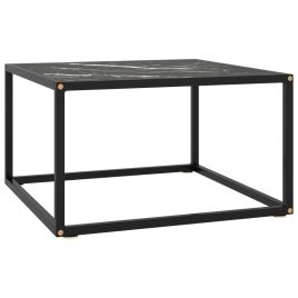 Coffee Table Black with Black Marble Glass 60x60x35 cm