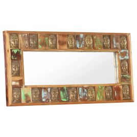 Mirror with Buddha Cladding 110x50 cm Solid Reclaimed Wood