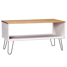 Coffee Table New York White and Light Wood Solid Pine Wood