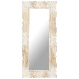 Mirror White 110x50 cm Solid Mango Wood
