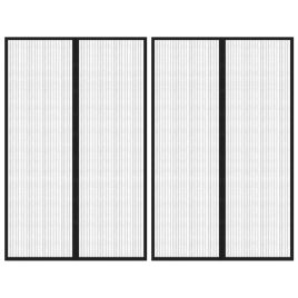 Insect Door Curtains 2 Pcs with Magnet Blocks Black 220x130cm