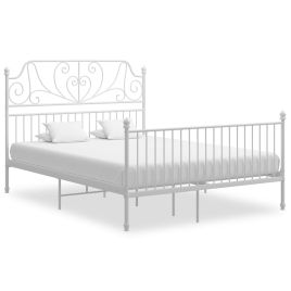 Bed Frame White Metal 140x200 cm