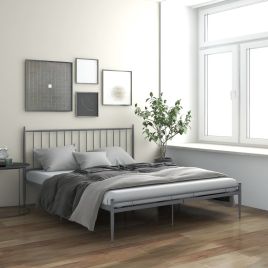 Bed Frame Grey Metal 200x200 cm