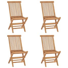 Folding Garden Chairs 4 pcs Solid Teak Wood