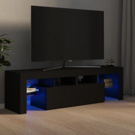 TV Cabinet with LED Lights Black 140x36.5x40 cm