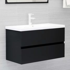 Sink Cabinet Black 80x38.5x45 cm Engineered Wood