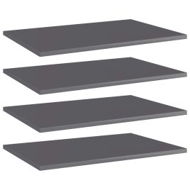 Bookshelf Boards 4 pcs High Gloss Grey 60x40x1.5 cm Engineered Wood