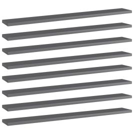 Bookshelf Boards 8 pcs High Gloss Grey 80x10x1.5 cm Engineered Wood