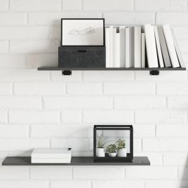 Bookshelf Boards 8 pcs High Gloss Grey 80x20x1.5 cm Engineered Wood