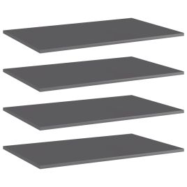 Bookshelf Boards 4 pcs High Gloss Grey 80x50x1.5 cm Engineered Wood