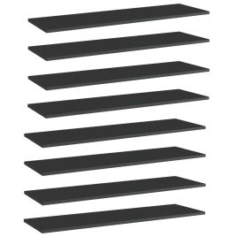 Bookshelf Boards 8 pcs High Gloss Black 100x30x1.5 cm Engineered Wood
