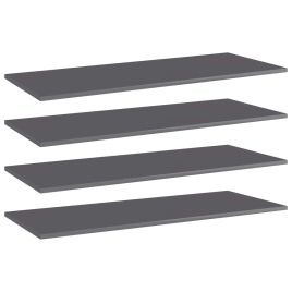 Bookshelf Boards 4 pcs High Gloss Grey 100x40x1.5 cm Engineered Wood
