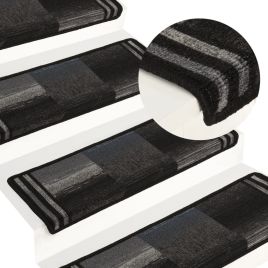 Stair Mats Self-adhesive 15 Pcs 65x21x4cm Black and Grey