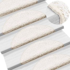 Stair Mats 10 Pieces 56x17x3 cm White Half Round