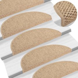 Stair Mats Self-adhesive Sisal-Look 15 Pcs 56x17x3cm Sand