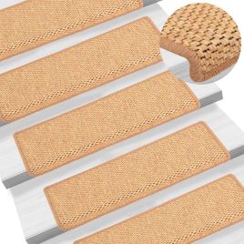 Self-adhesive Stair Mats Sisal-Look 15 Pcs 65x25cm Orange